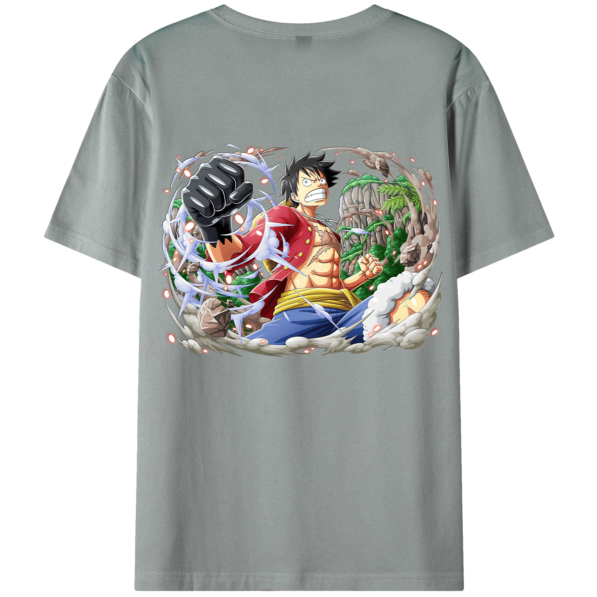 ワンピース モンキー・D・ルフィ ONE PIECE Monkey D. Luffy 綿100％ メンズ半袖Tシャツ（バックプリント） 通気性